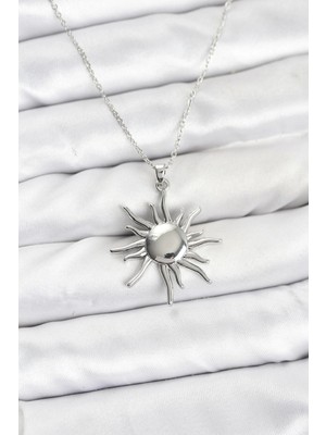 Uravas Store Çelik Zincir Gümüş Renk Güneş Model Kadın Kolye