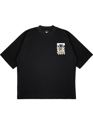 Pure Effect Unisex Oversize Off Whıte x Kaws Baskılı Boxy Fit Kalın Kumaşlı T-Shirt