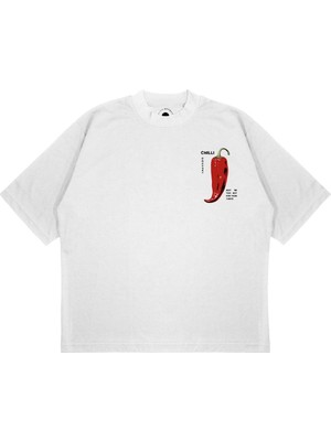 Pure Effect Unisex New Chılı Baskılı Boxy Fit Kalın Kumaşlı T-Shirt