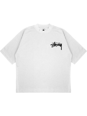 Pure Effect Unisex Bılardo Cam Kırığı Baskılı Boxy Fit Kalın Kumaşlı T-Shirt