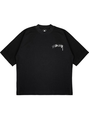 Pure Effect Unisex El Yazı Karadul Baskılı Boxy Fit Kalın Kumaşlı T-Shirt