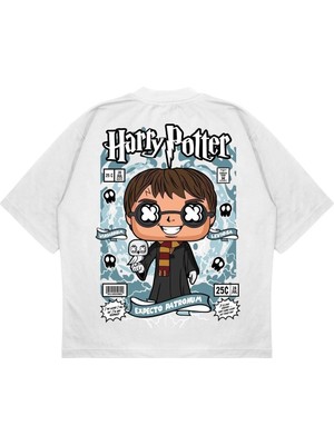 Pure Effect Unisex Oversize Harry Potter Sırt Baskılı Boxy Fit Kalın Kumaşlı T-Shirt