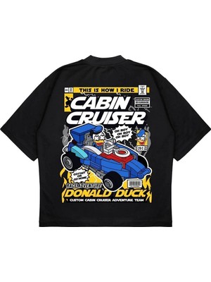 Pure Effect Unisex Oversize Cabın Cruıser Sırt Baskılı Boxy Fit Kalın Kumaşlı T-Shirt