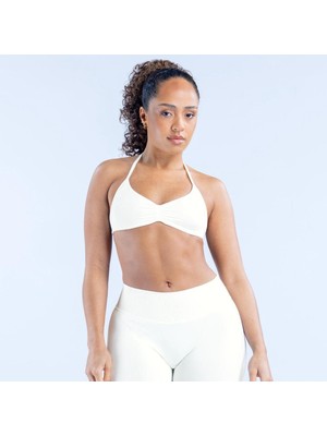 Dfyne Krem Rengi Scrunch Detaylı Halter Yaka Bra - Zarif Sırt Dekolteli