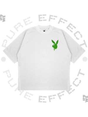 Pure Effect Unisex Oversize Vlone Tavşan Yeşil Baskılı Boxy Fit Kalın Kumaşlı T-Shirt