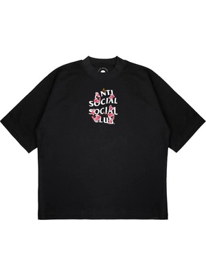 Pure Effect Unisex Oversize Antı Socıal Socıal Kkloch Baskılı Boxy Fit Kalın Kumaşlı T-Shirt