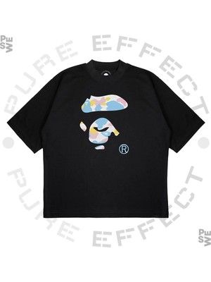 Pure Effect Unisex Oversize A Bathıng Sılüet Baskılı Boxy Fit Kalın Kumaşlı T-Shirt