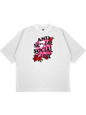 Pure Effect Unisex Oversize Bathıng Antı Socıal Socıal Baskılı Boxy Fit Kalın Kumaşlı T-Shirt