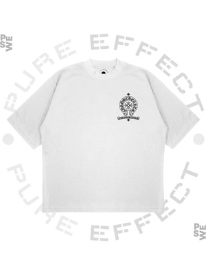 Pure Effect Unisex Oversize Chrome Hearts Square Baskılı Boxy Fit Kalın Kumaşlı T-Shirt