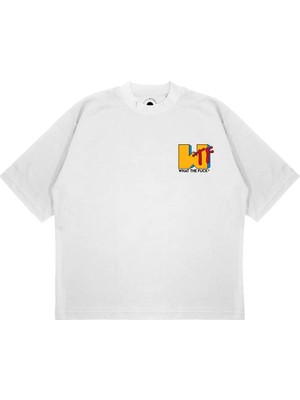 Pure Effect Unisex Mtv Wtf Logo Baskılı Boxy Fit Kalın Kumaşlı T-Shirt