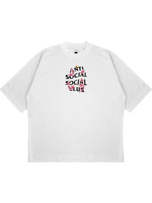 Pure Effect Unisex Oversize Antı Socıal Socıal Kkloch Baskılı Boxy Fit Kalın Kumaşlı T-Shirt