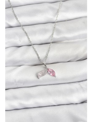 Uravas Store Çelik Zincir Gümüş Renk Balık Kuyruğu Model Zirkon Taşlı Kadın Kolye