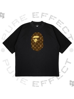 Pure Effect Unisex Oversize A Bathıng Ape Louıs Baskılı Boxy Fit Kalın Kumaşlı T-Shirt