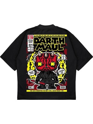 Pure Effect Unisex Oversize Darth Maul Sırt Baskılı Boxy Fit Kalın Kumaşlı T-Shirt