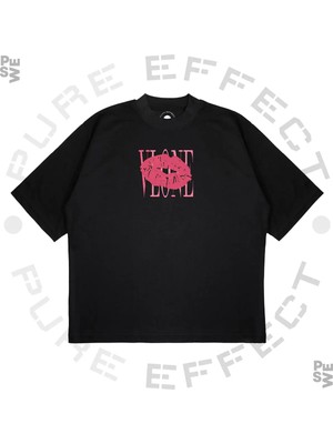 Pure Effect Unisex Oversize Vlone Pınk Kıss Baskılı Boxy Fit Kalın Kumaşlı T-Shirt