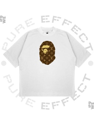 Pure Effect Unisex Oversize A Bathıng Ape Louıs Baskılı Boxy Fit Kalın Kumaşlı T-Shirt
