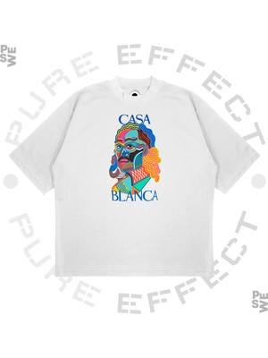Pure Effect Unisex Oversize Casablanca Adam Sılüet Baskılı Boxy Fit Kalın Kumaşlı T-Shirt