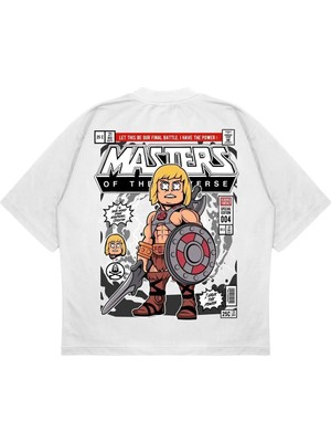 Pure Effect Unisex Oversize Masters He Man Sırt Baskılı Boxy Fit Kalın Kumaşlı T-Shirt