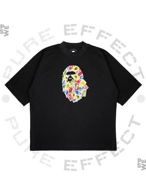 Pure Effect Unisex Oversize A Bathıng Ape Uno Baskılı Boxy Fit Kalın Kumaşlı T-Shirt