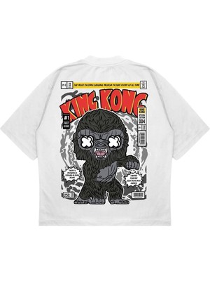Pure Effect Unisex Oversize Kıng Kong Sırt Baskılı Boxy Fit Kalın Kumaşlı T-Shirt