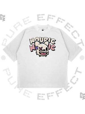 Pure Effect Unisex Oversize Nourıc Baskılı Boxy Fit Kalın Kumaşlı T-Shirt