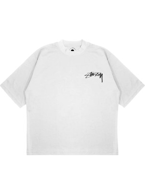 Pure Effect Unisex El Yazı Karadul Baskılı Boxy Fit Kalın Kumaşlı T-Shirt