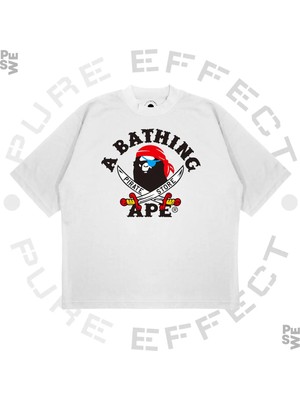 Pure Effect Unisex Oversize A Bathıng Ape Pırate Baskılı Boxy Fit Kalın Kumaşlı T-Shirt