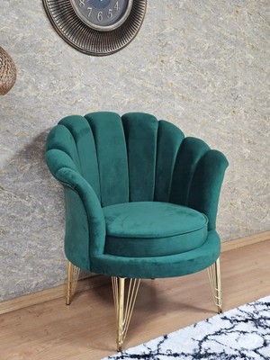 Sevinç Mobilya Tekli Istiridye Gold Kaplama Telli Ayak Çay Seti Koltuk Tekli Berjer , Balkon, Salon, Ofis