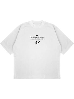 Pure Effect Unisex Oversize Paradisus Baskılı Boxy Fit Kalın Kumaşlı T-Shirt