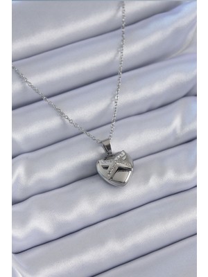 Uravas Store Çelik Gümüş Renk Zirkon Taşlı Model Kadın Kolye