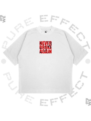 Pure Effect Unisex Oversize Vlone Never Broke Agaın Baskılı Boxy Fit Kalın Kumaşlı T-Shirt