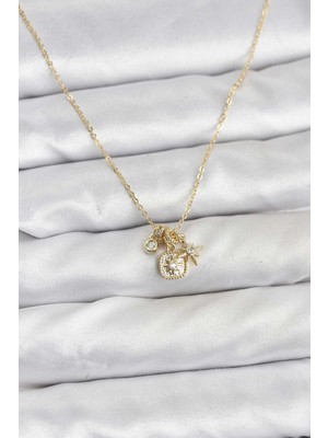 Uravas Store Pirinç Gold Renk Charmlı Kadın Kolye