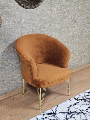 Sevinç Mobilya Tekli Teddy Gold Kaplama Telli Ayak Çay Seti Koltuk Tekli Berjer , Balkon, Salon, Ofis