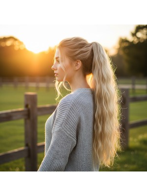 Zemira Tokalı Kabarık Daalı At Kuyruğu / Kumral Beyaz Platin Röfleli