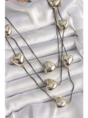 Uravas Store Pirinç Füme Renk Zincir 3D Gold Renk Model Kadın Kolye