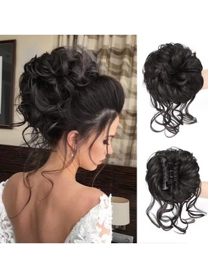 Zemira Tokalı Kuyruklu Dağınık Topuz / Siyah