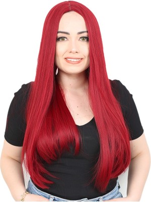 Zemira Fiber Sen Uzun Düz Peruk / Kızıl