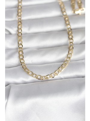 Uravas Store cm 14K Gold Renk Kalın Zincir Model 60 cm Kadın Kolye