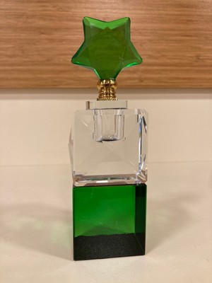 Dekoratif Kristal Şişe Yıldız Model Renk Yeşil Şeffaf Yükseklik 17 cm Çapı 6 cm
