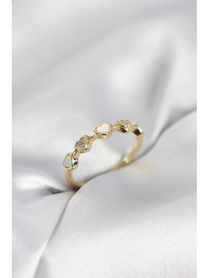 Uravas Store Gold Renk Model Zirkon Taşlı Pirinç Kadın Yüzük