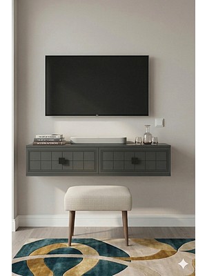 Yumedi Design TDA1205A -Leyla Duvara Montaj Tv Stand , Tv Sehpası 120CM Antrasit
