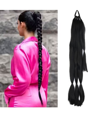 Zemira Üçlü Örgü Tokalı At Kuyruğu / Siyah