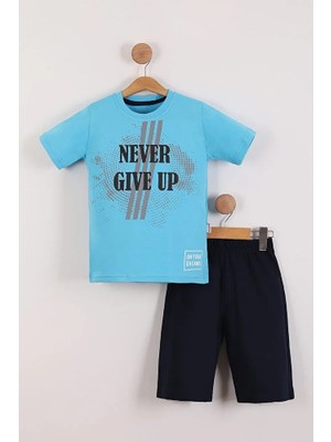 Mixima Never Give Up Baskılı Erkek Çocuk Yazlık Takım