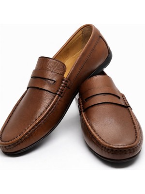 Darkwood-Erkek Loafer-Günlük Ayakkabı-Natürel Taba Renk Deri