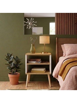 Seven Madame Home Pera Komodin | Yan Sehpa | 40X30X60 cm | 2 Raflı