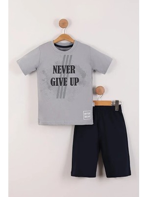 Mixima Never Give Up Baskılı Erkek Çocuk Yazlık Takım