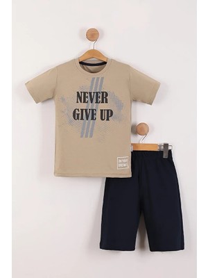 Mixima Never Give Up Baskılı Erkek Çocuk Yazlık Takım
