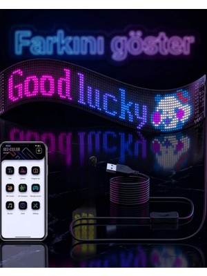 MiraLive 16X96 Rgb LED Matrix Panel 60 cm Esnek Yapı Uygulama Kontrollü Kayan Yazı Ekranı