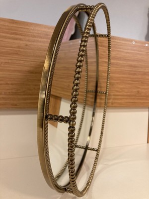 Plus Home Tepsi Dekoratif Yuvarlak Aynalı Döküm Pirinç Renk Antik Eskitme Çapı 35X35 cm