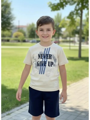 Mixima Never Give Up Baskılı Erkek Çocuk Yazlık Takım